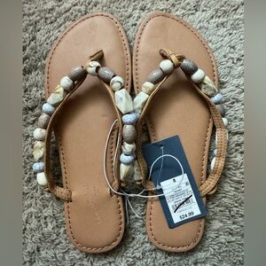 NWT universal thread tan with beads sandals